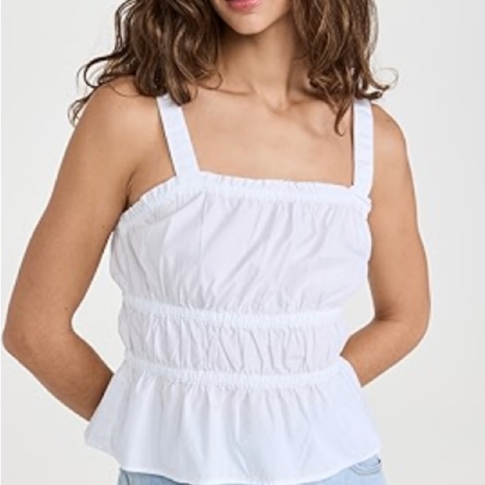 Madewell Poplin Sophia Peplum Tank White